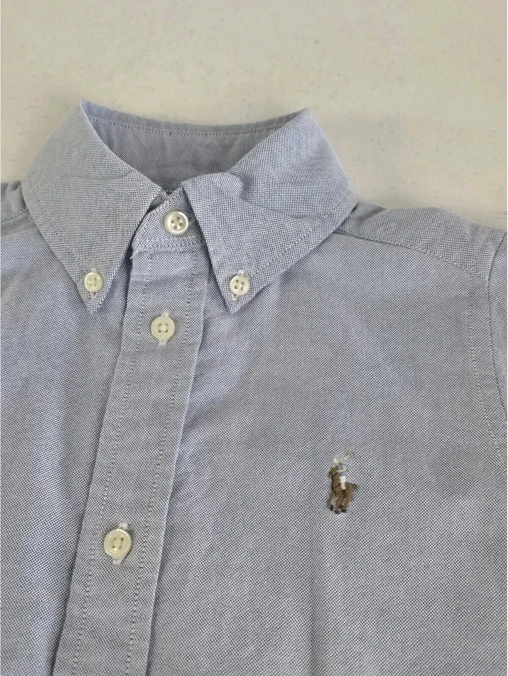 Ralph Lauren Boys Denim Blue Button Down Shirt Cotton Long Sleeve 3T Color Pony